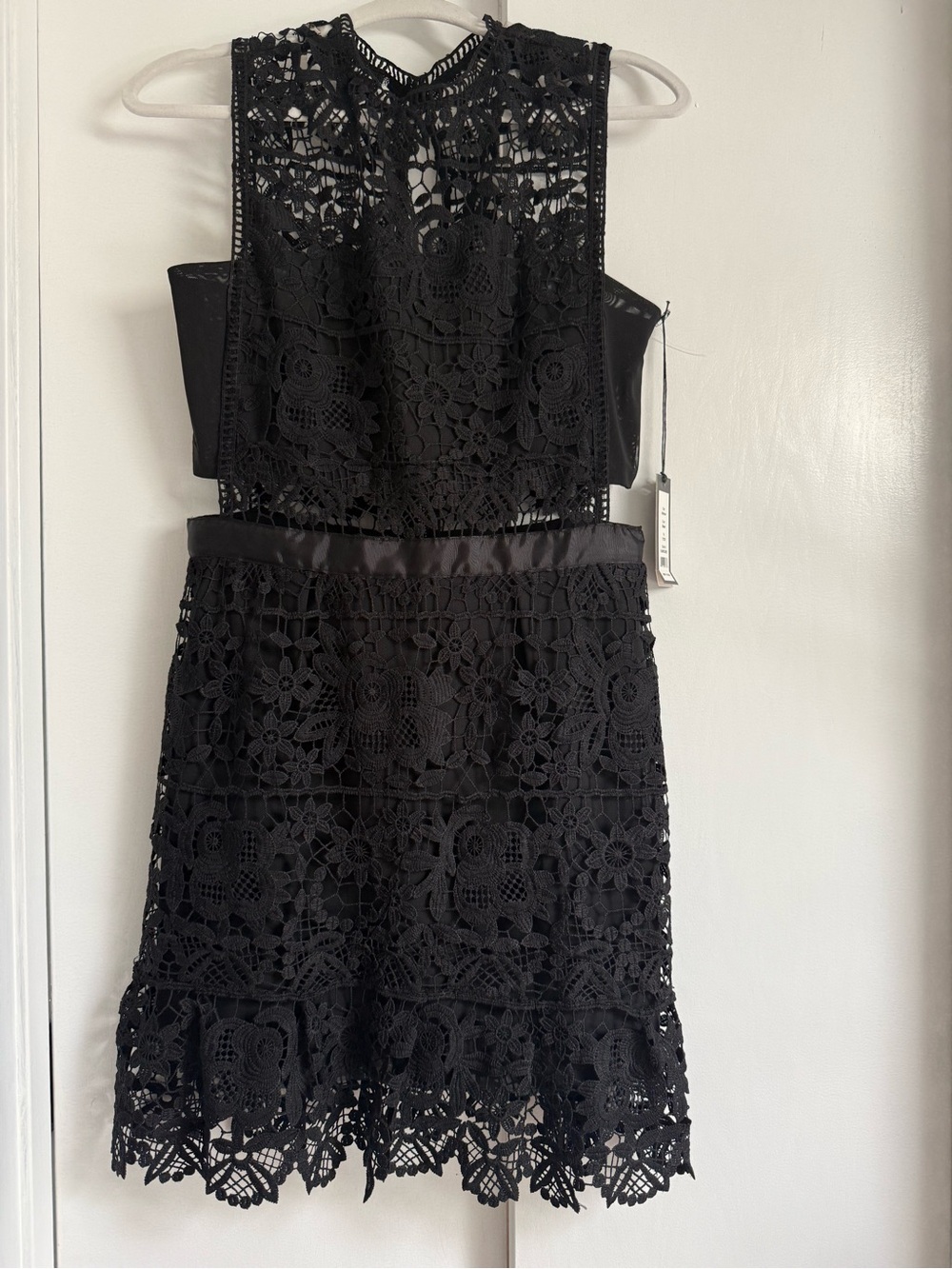 Romeo & Juliet Couture Black Crochet Midi Dress